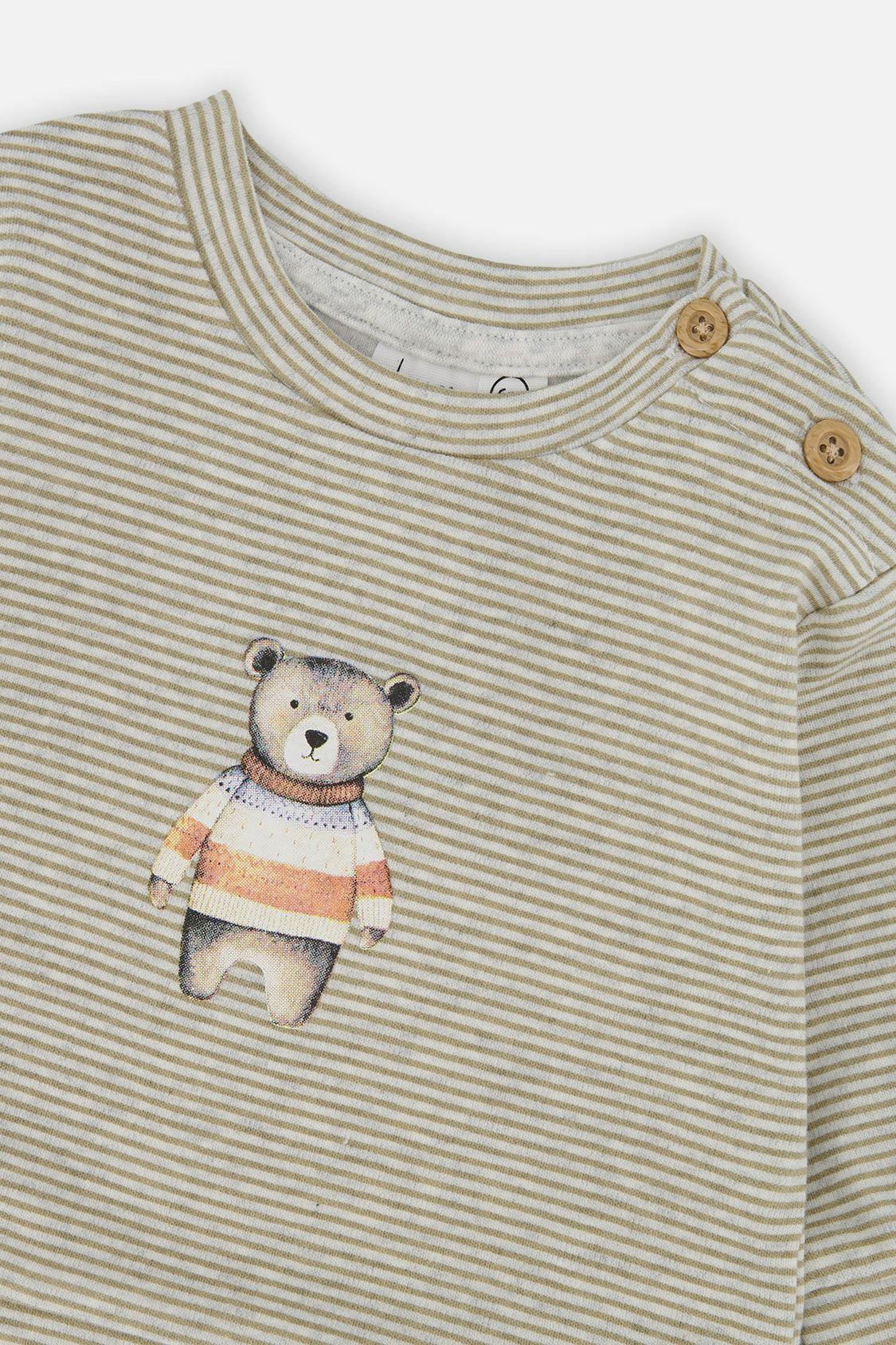 Organic Cotton Pants And Top Set Brown And White Stripes