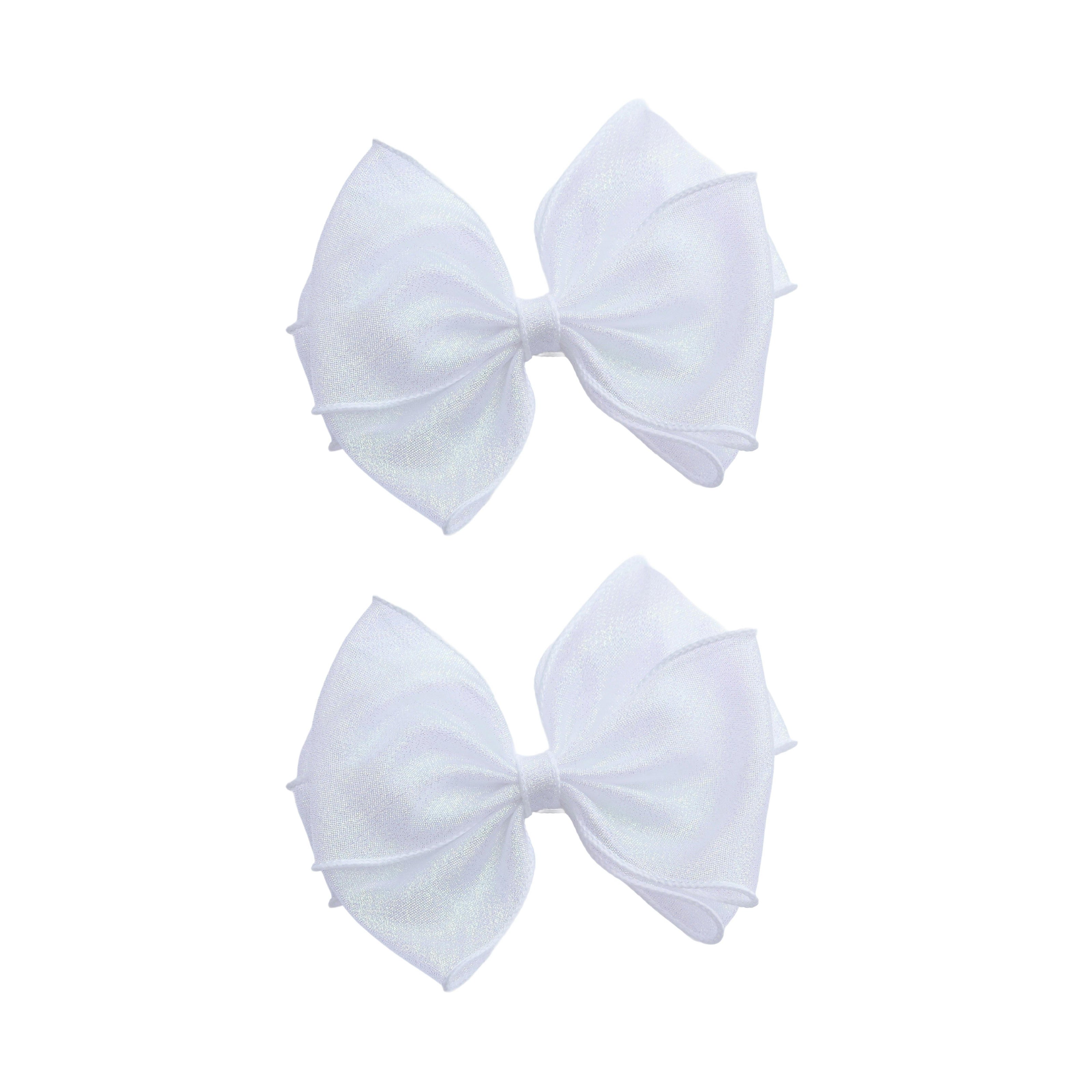 Sparkle White Bow Hair Clip Set