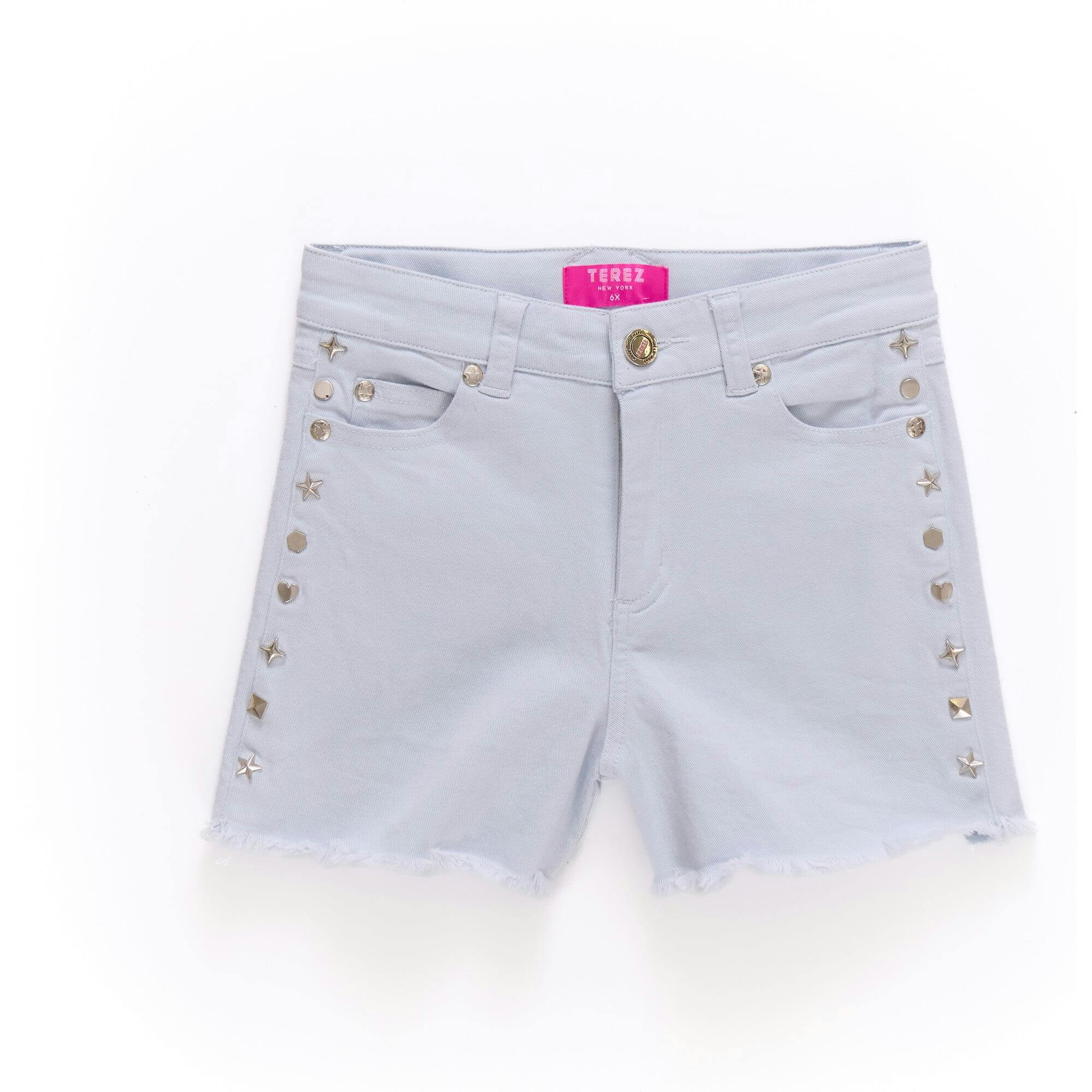 Girls Twill Stud Short in Cloud Blue