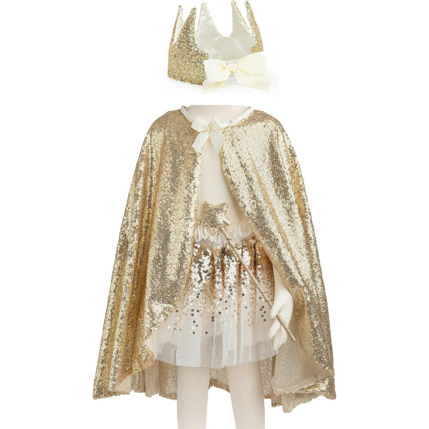 Precious Sequins "Gold" Cape & Crown Bundle