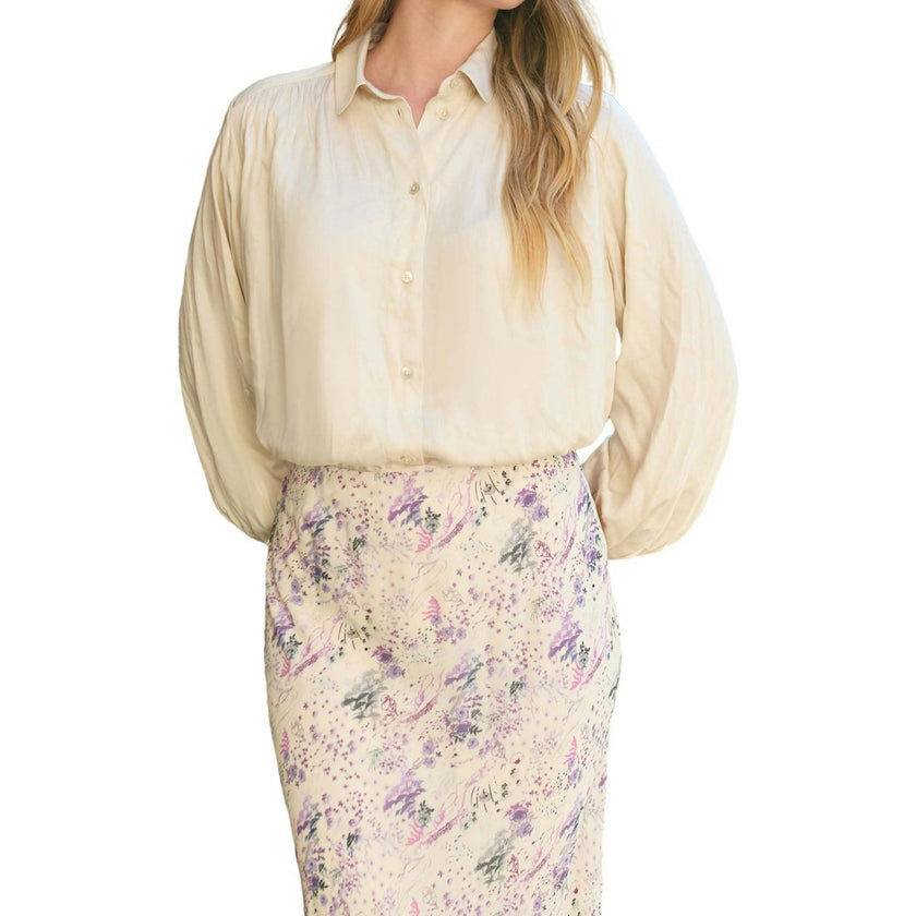Saint Lace Insert Wonderland Print Midi Skirt
