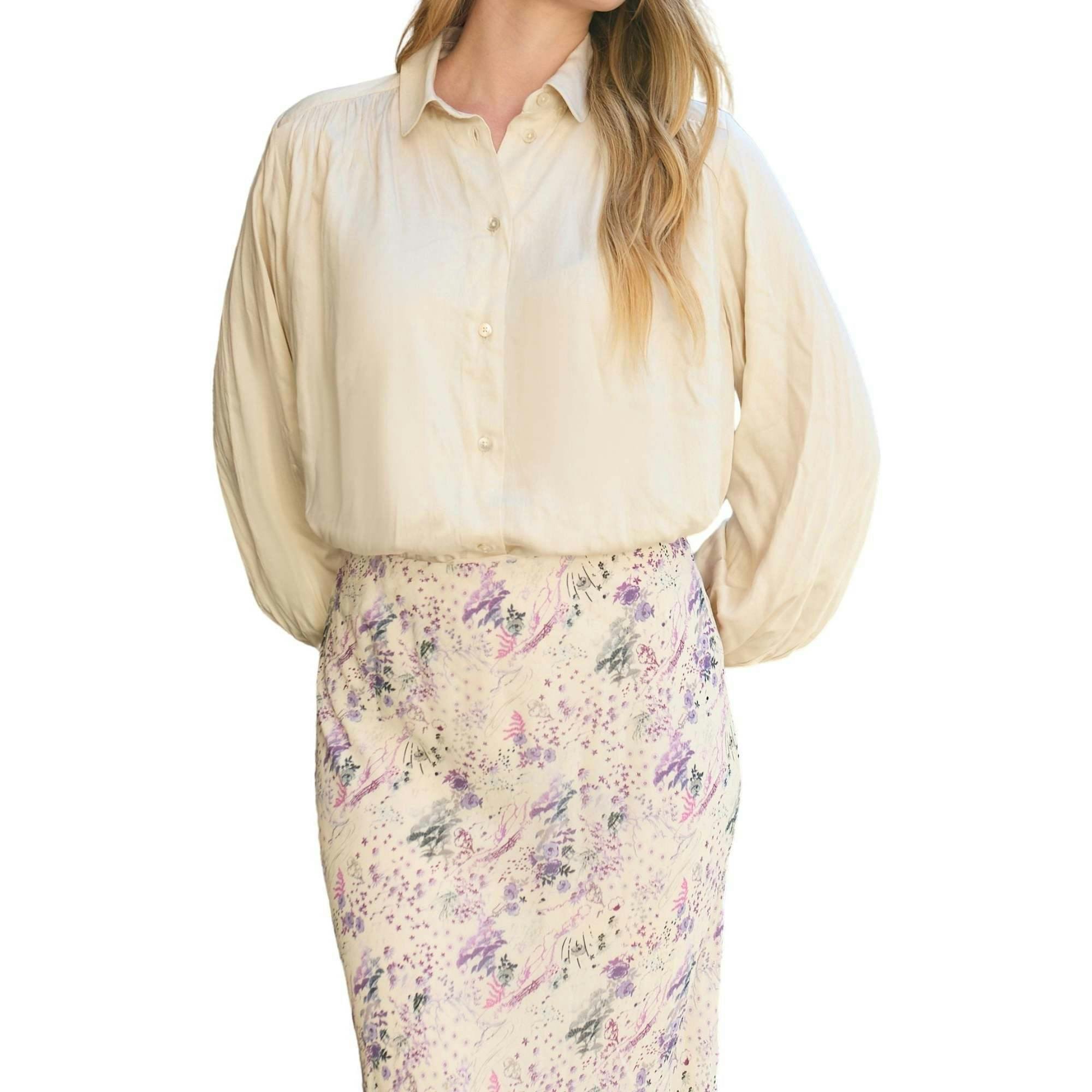 Saint Lace Insert Wonderland Print Midi Skirt