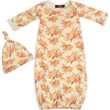 Vintage Floral Organic Cotton Newborn Gown & Hat Set