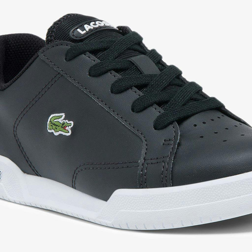 Black Logo Leather Trainers