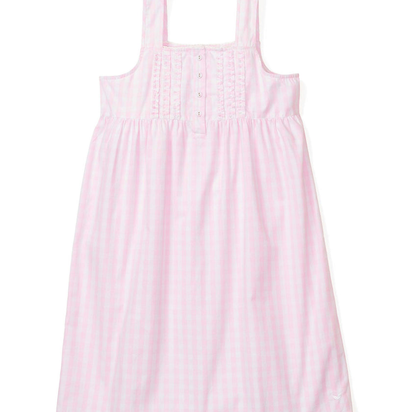 Women's Twill Charlotte Nightgown in Pink Gingham