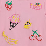 Pink Tee with Food Motifs