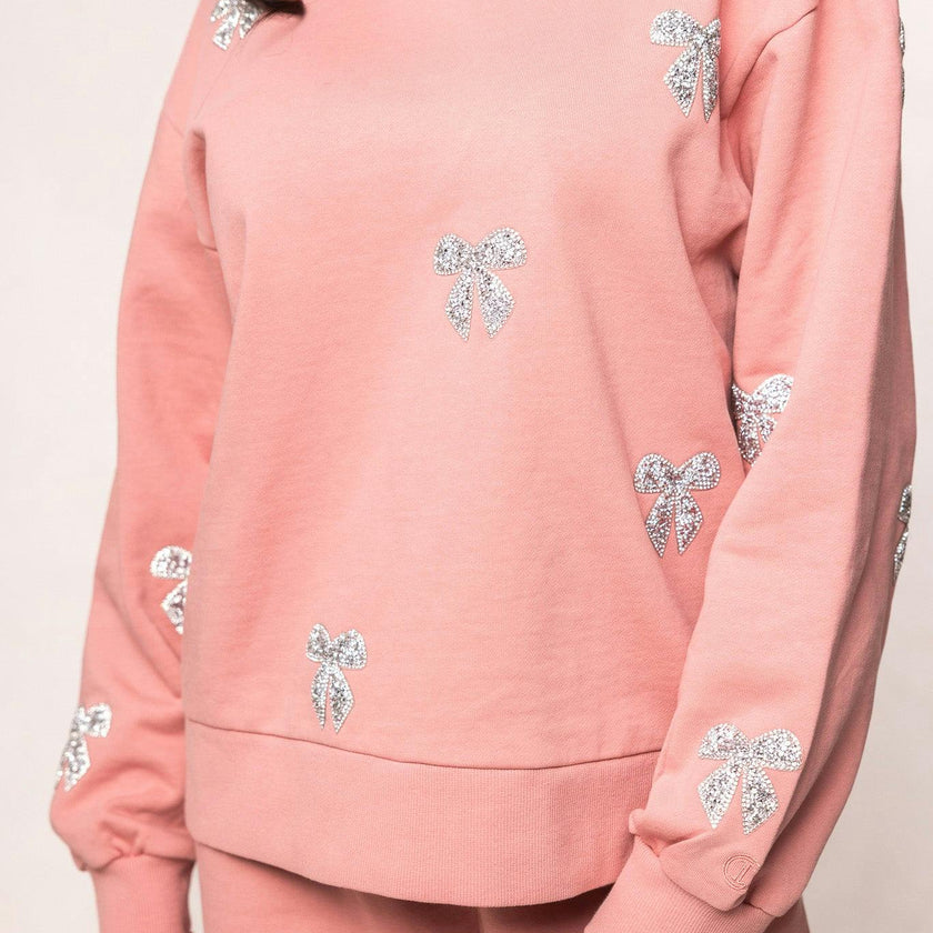 Micah Crew Neck Sweatshirt in Pink & Bows