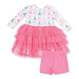 Bow Trellis Tree - Twirly Long Sleeve Tutu Dress and Cartwheel Short