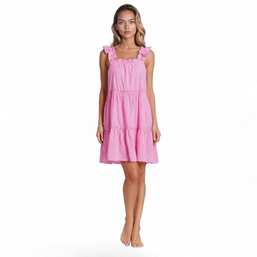 Women's Hepburn Gingham Pink Nightie