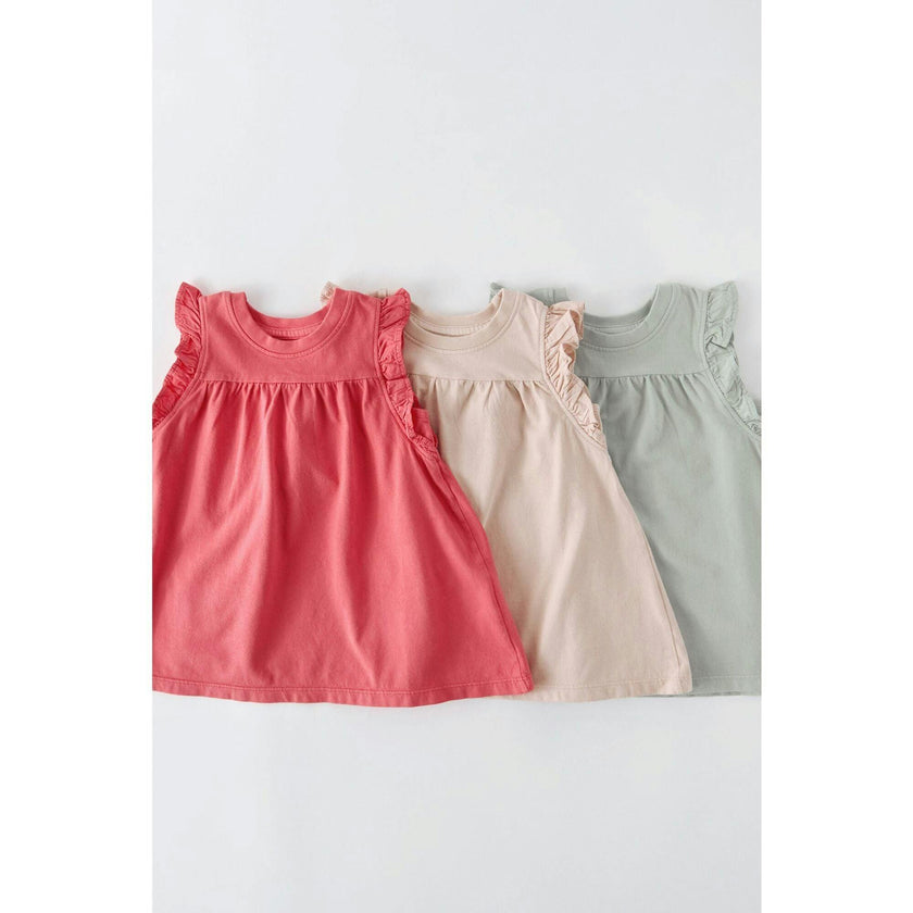 Garment Dye Ruffle Dress, Pink