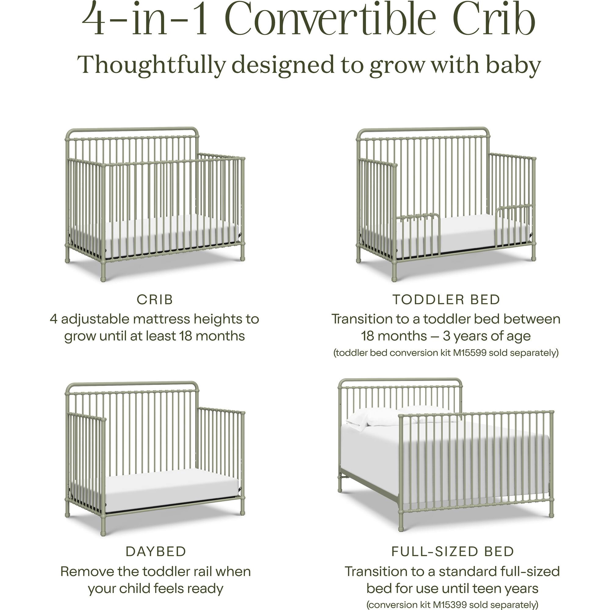 Winston 4-in-1 Convertible Crib in Heirloom Sage