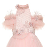 Pink Freya Lace Embellished Tulle Gown