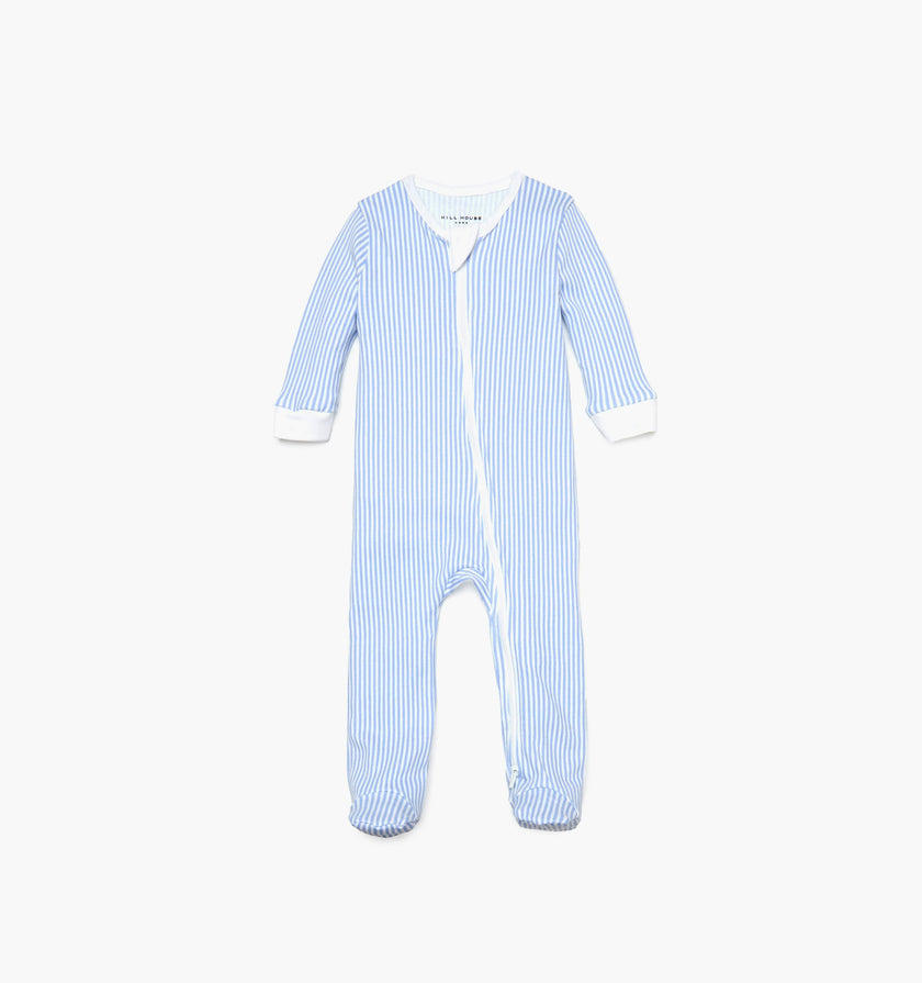 The Footie Pajama - Blue/White Stripe