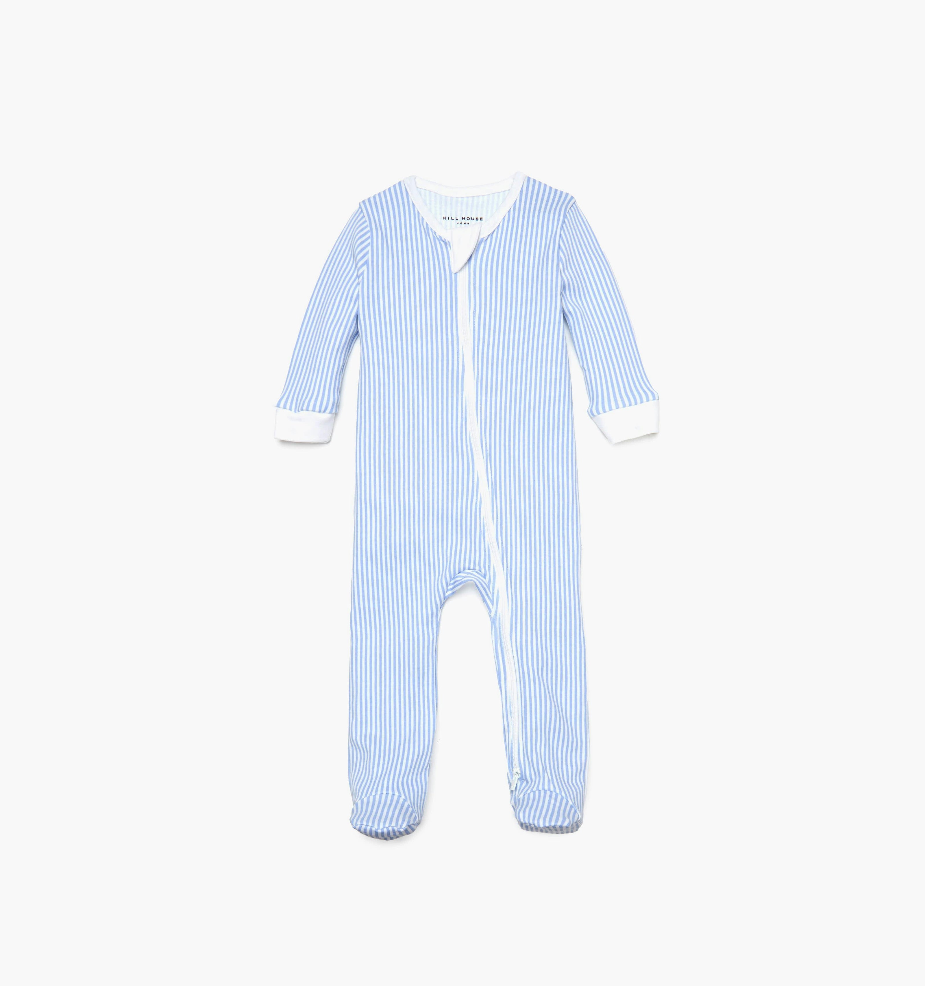 The Footie Pajama - Blue/White Stripe