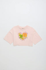 BIRDS CROP TOP BLUSH