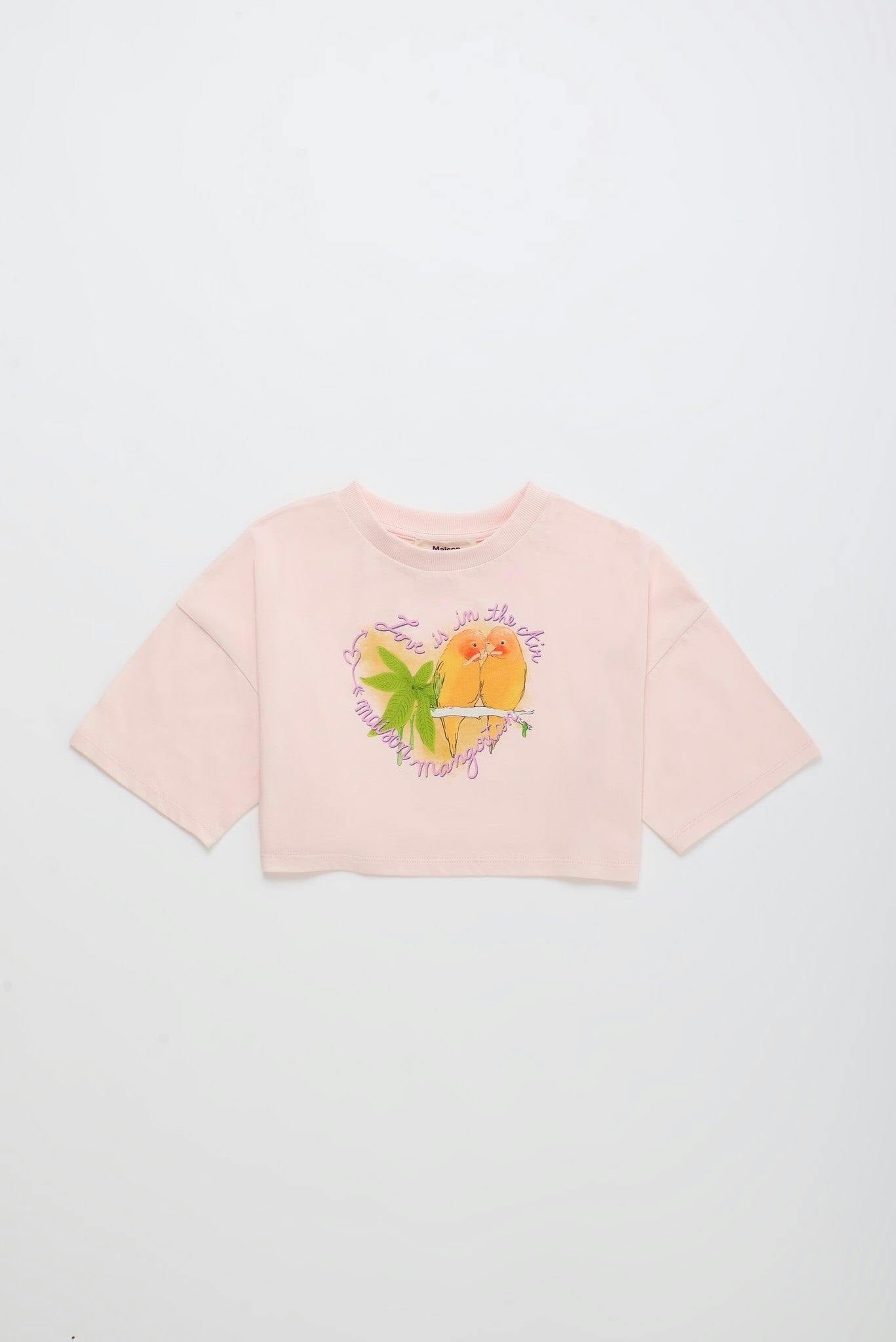 BIRDS CROP TOP BLUSH