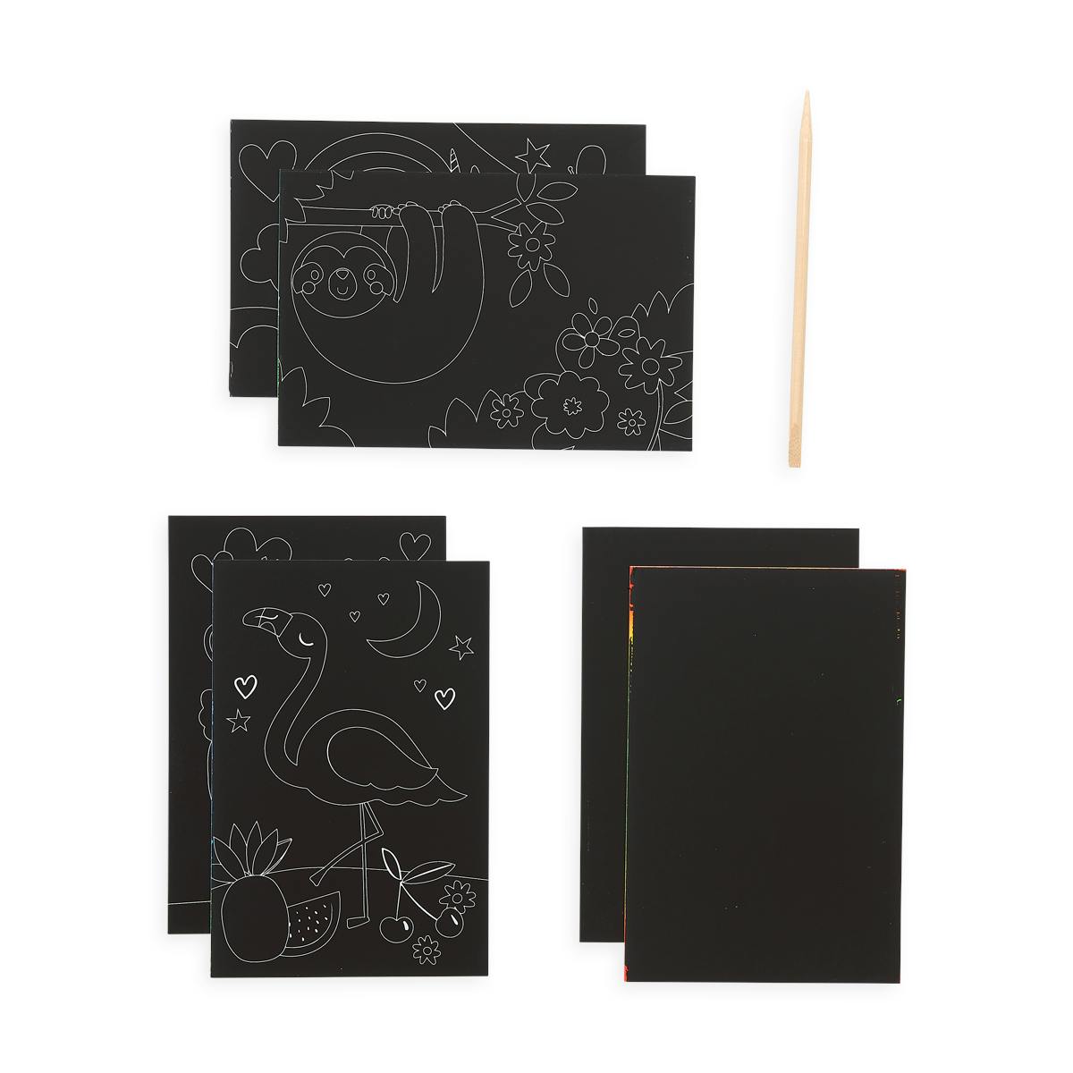 Scratch and Scribble Mini Scratch Art Kit - Funtastic Friends - 8 Cards 1 Sticker Sheet