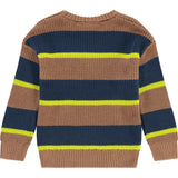 Rib Knit Striped Crew Neck Pull-Over Sweater
