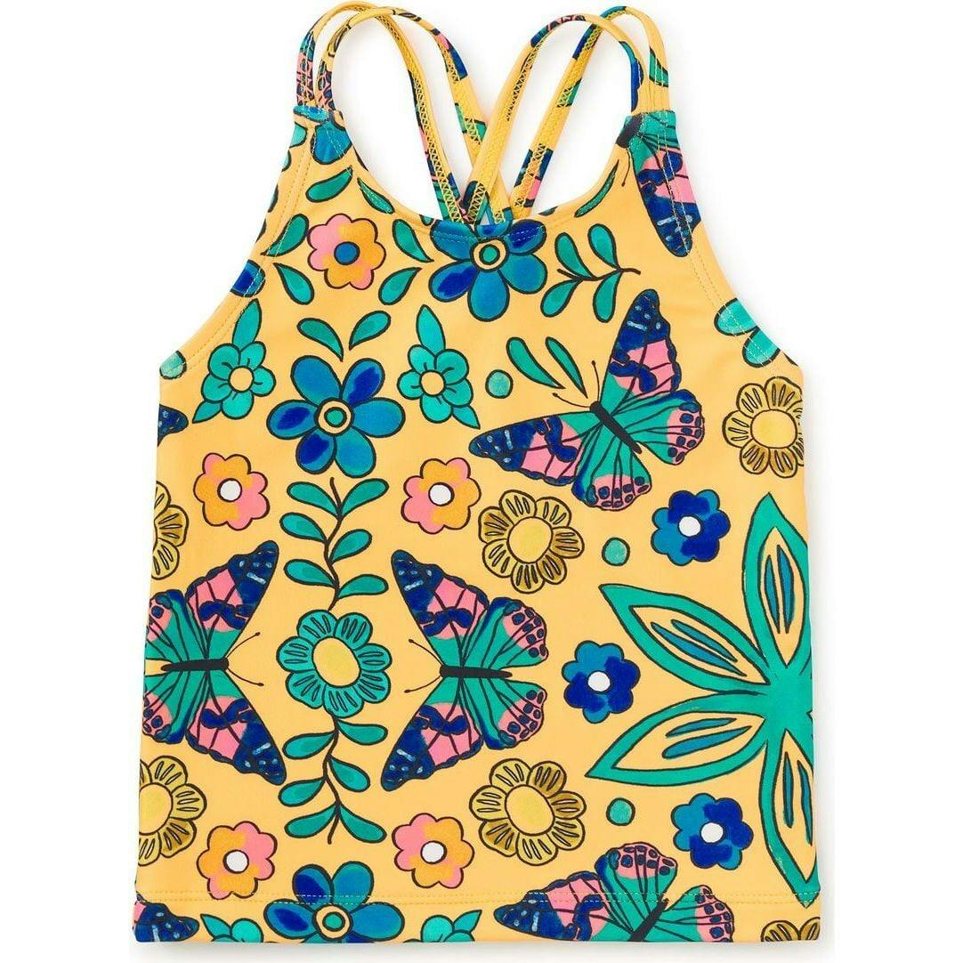 Cross Back Tankini Top, Yellow