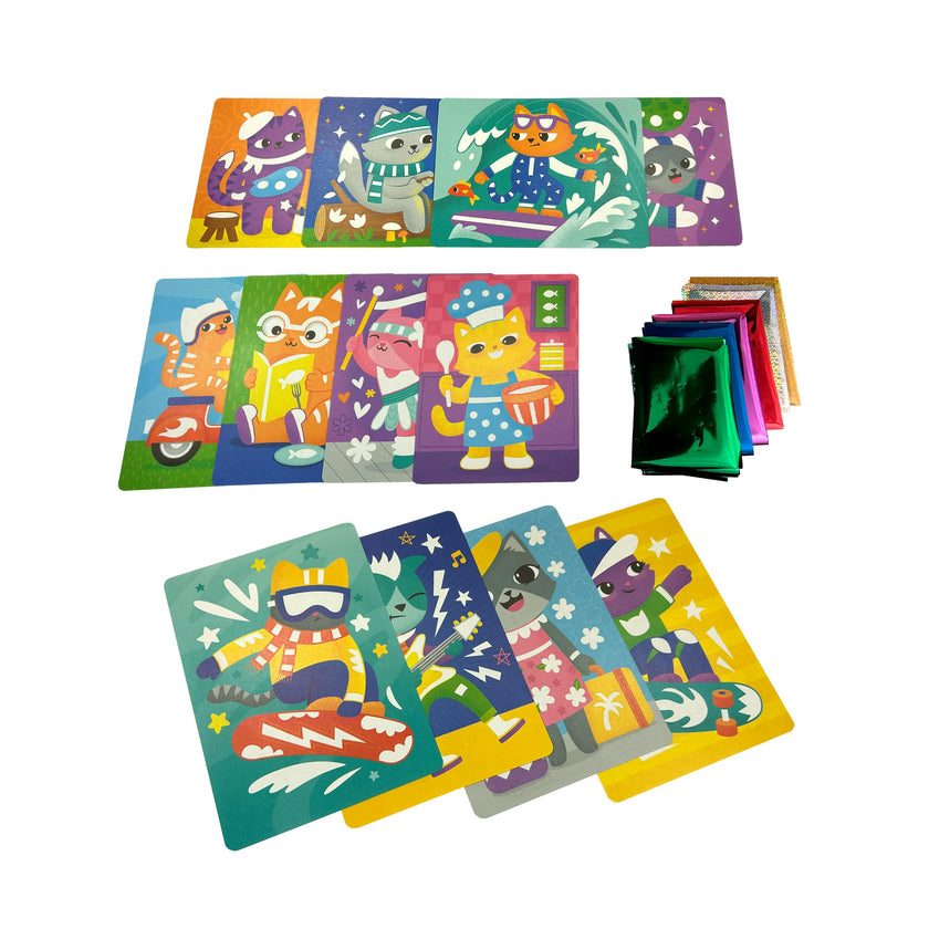 Foil-tastic Foil Art & Coloring Set - Meow Moments - 12 Pages 24 Foil Sheets