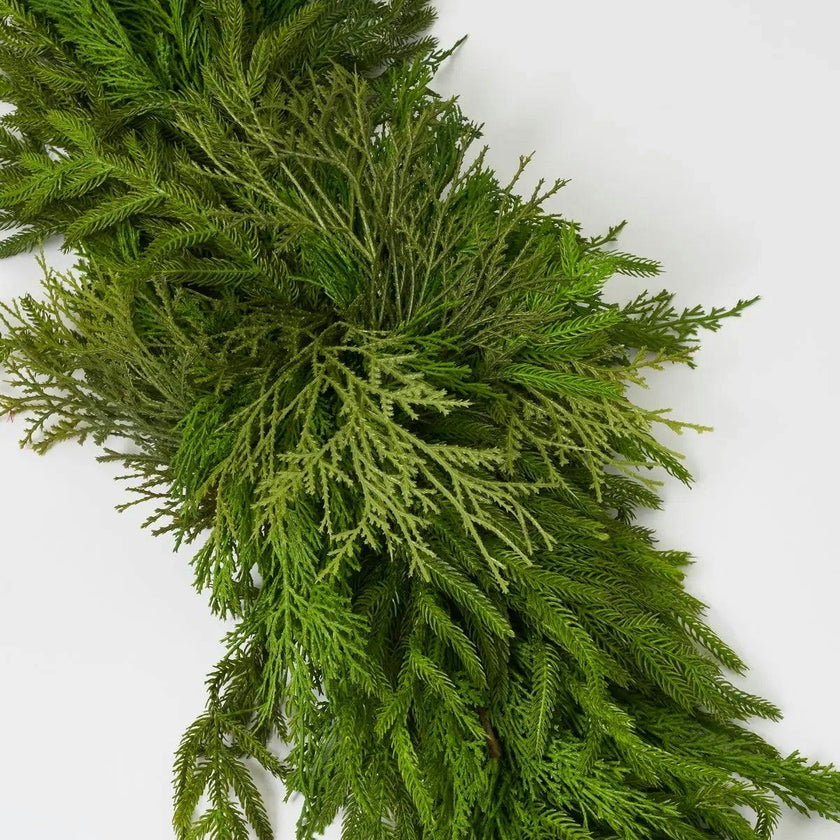 Real Touch Winter Greenery with Cypress, Norfolk & Pine Christmas Long Centerpiece Table Large Runner Swag