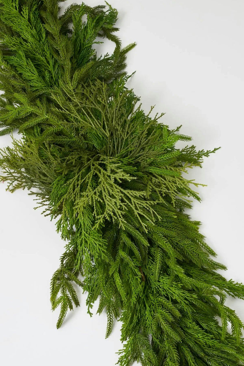 Real Touch Winter Greenery with Cypress, Norfolk & Pine Christmas Long Centerpiece Table Large Runner Swag