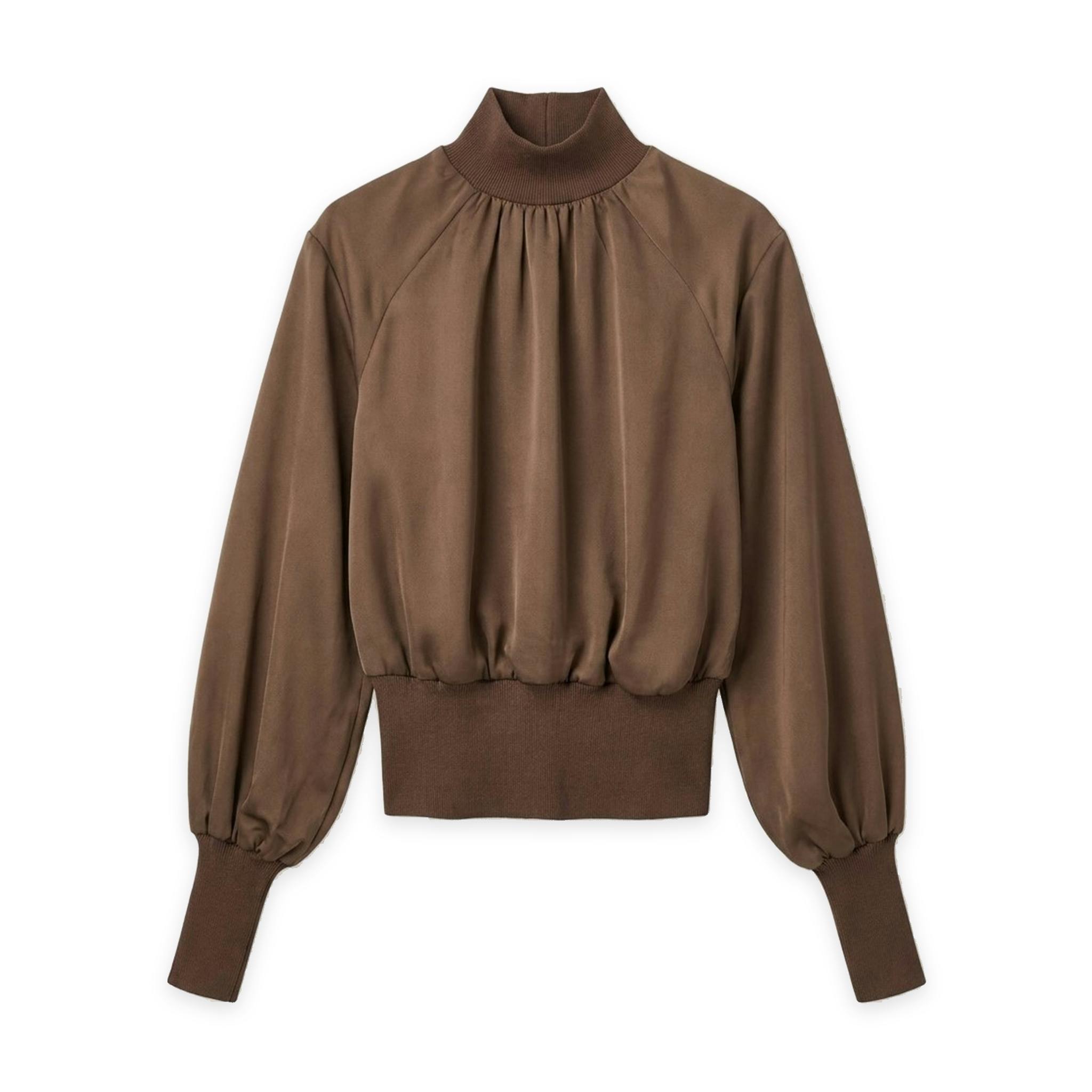 Top With Knit Mock Neck