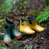 Wellington Ankle Length Round Toes Waterproof Boots, Gold