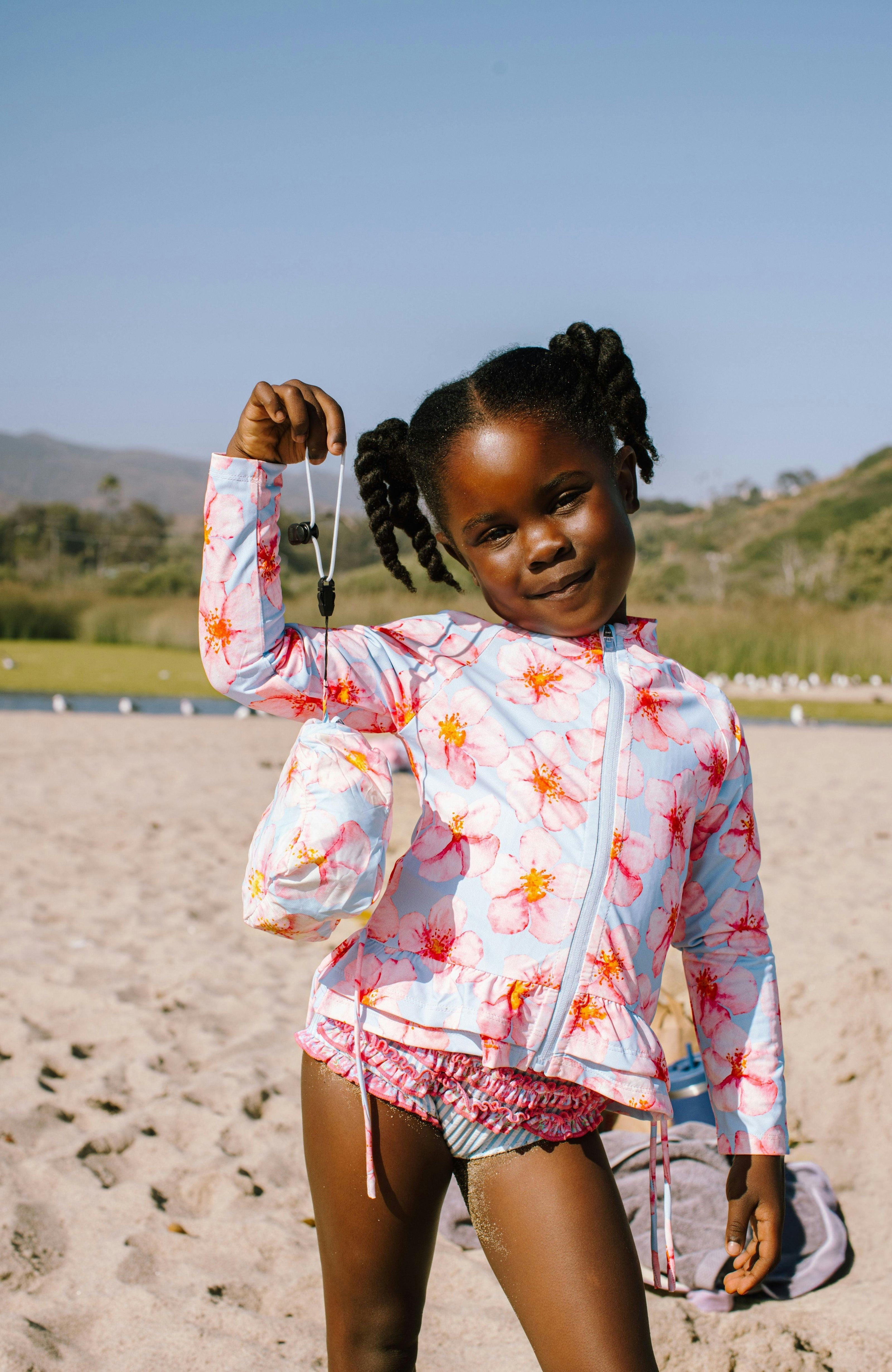 Raya UPF 50+ Ruffled Zip Up Sun Protection Jacket, Hibiscus