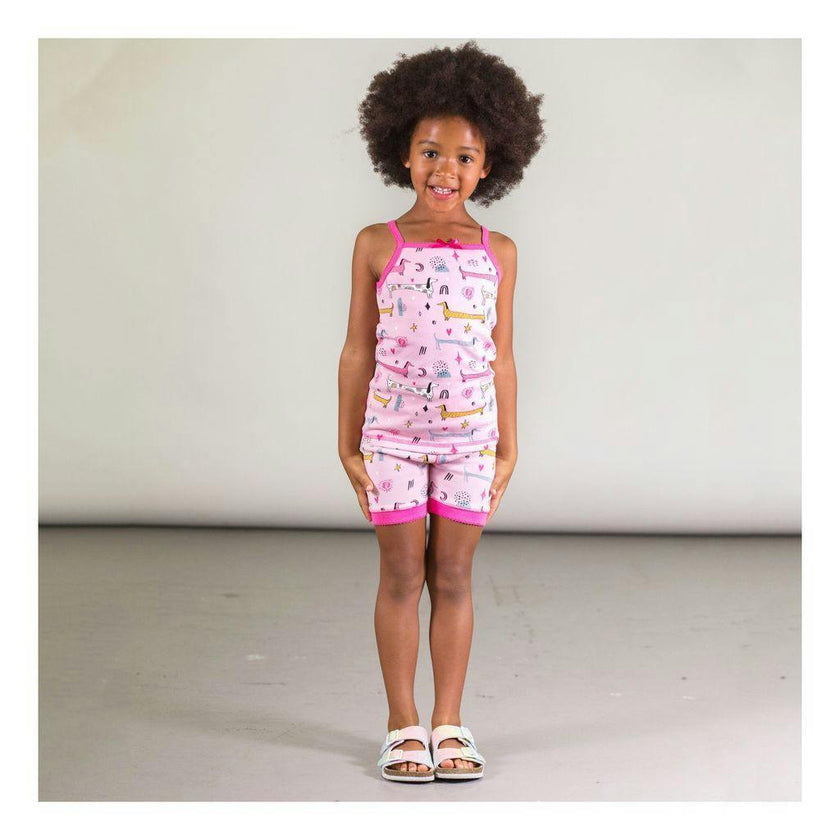 Pink Puppy Print Pajama Sets