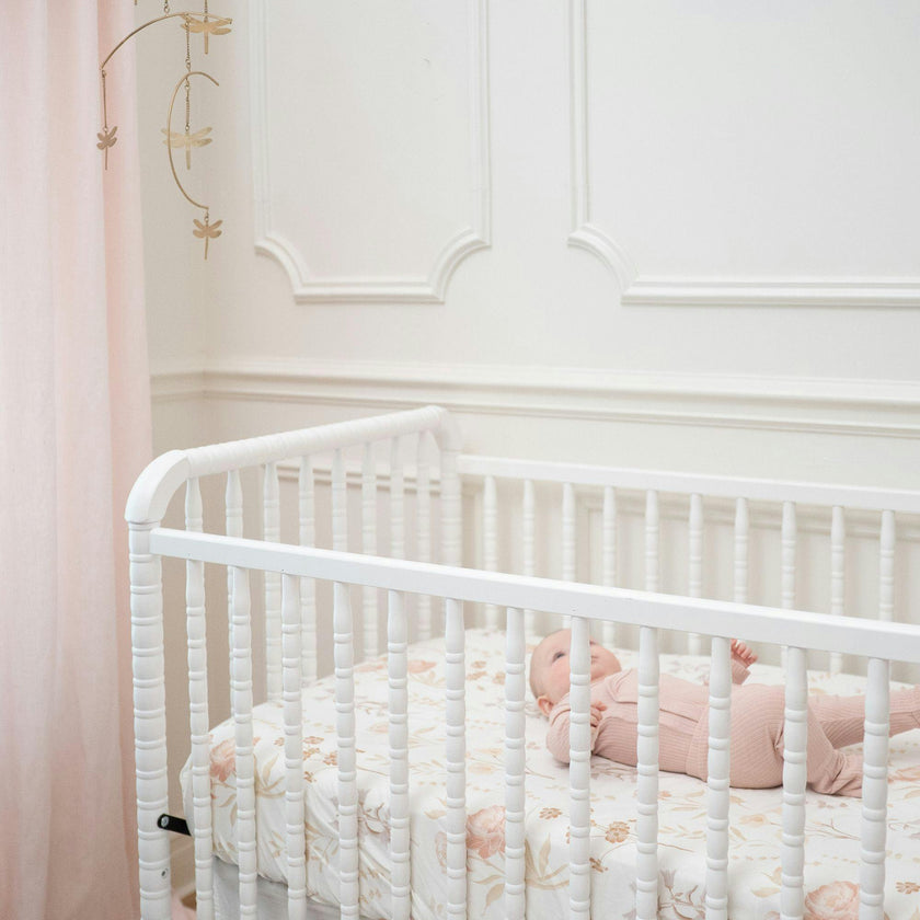Violet Floral Cotton Fitted Crib Sheet