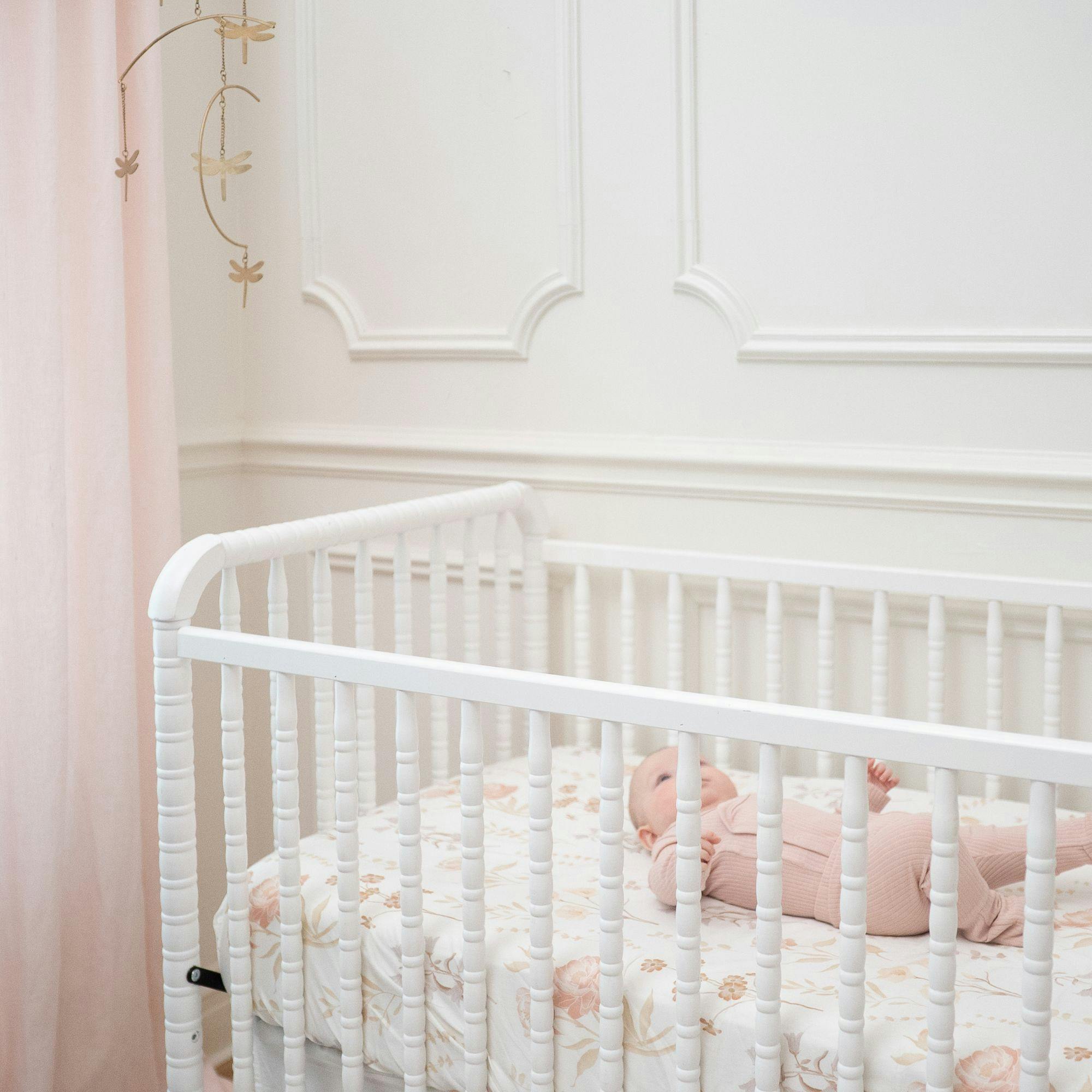 Violet Floral Cotton Fitted Crib Sheet