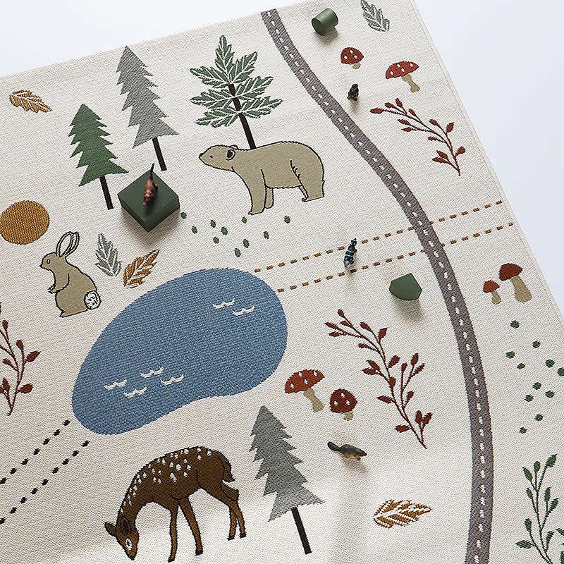 Flat Woven Graphic Print Rectangular Play Rug