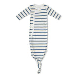 Organic Kimono Knotted Sleep Gown - Navy Stripe