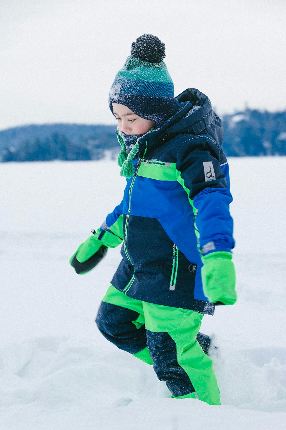 Two Piece Play Snowsuit Royal Blue And Green Colorblock