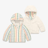 Baby stripe reversible fleece puffer jacket