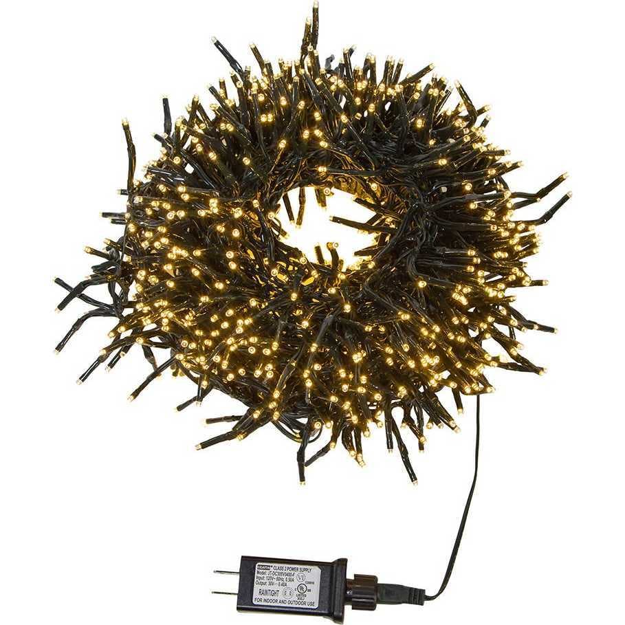 480-Light 16-Foot Connectable Warm White LED Cluster Garland