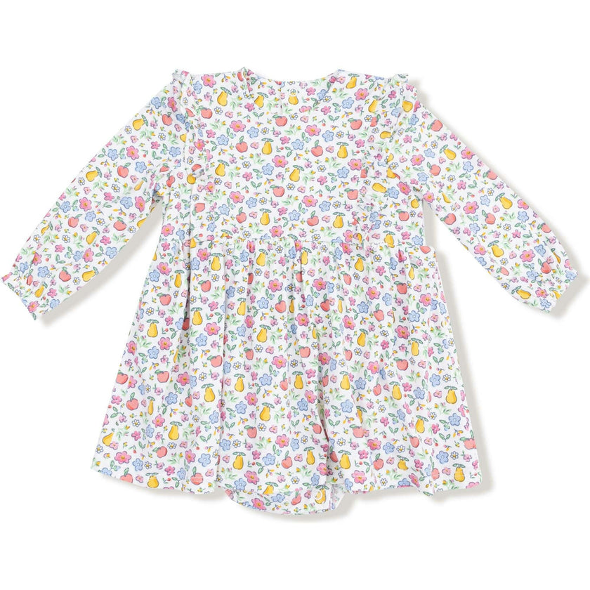 Fall Fruit Floral - Ruffle Long Sleeve Bodysuit Dress