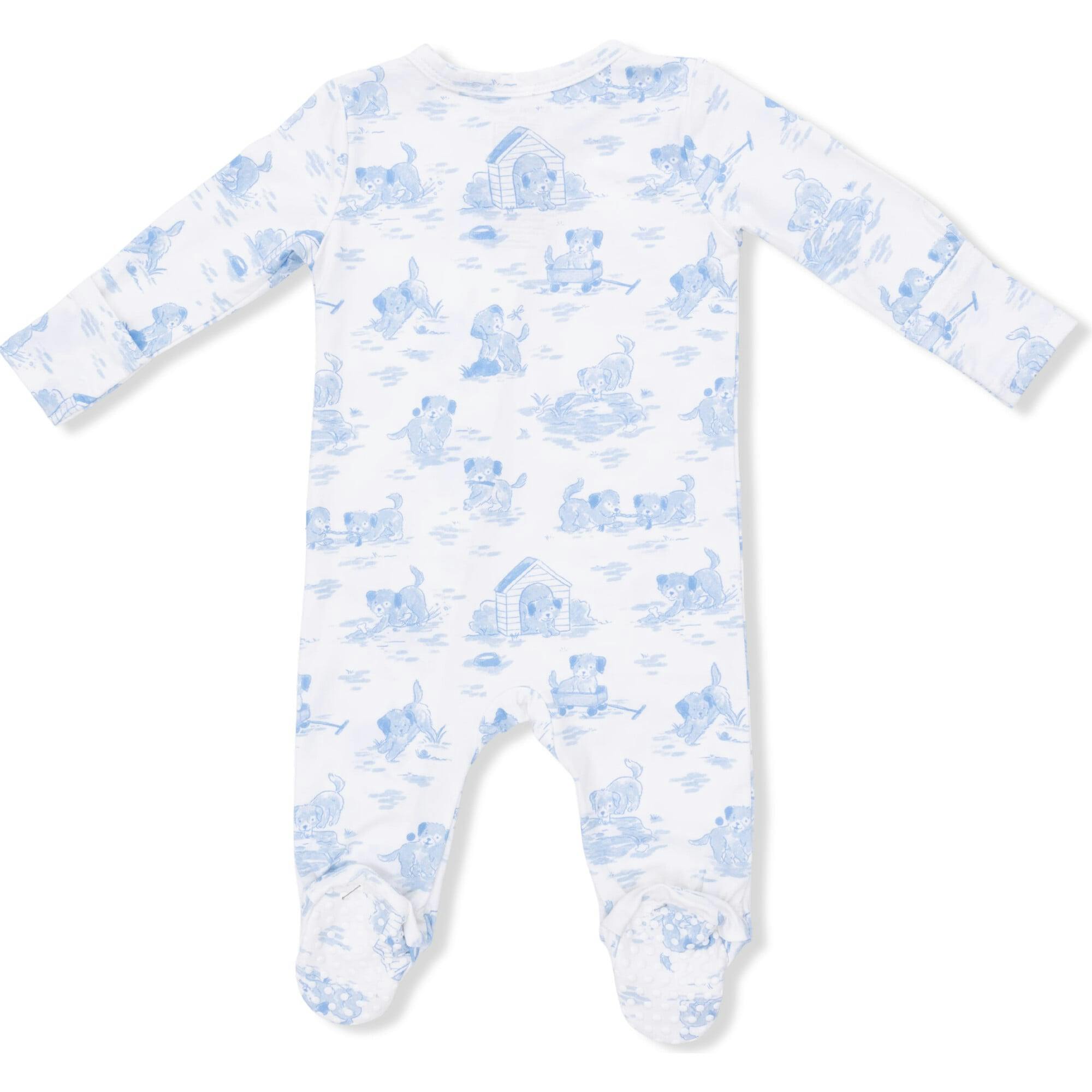 Puppy Toile Blue - 2 Way Zipper Footie