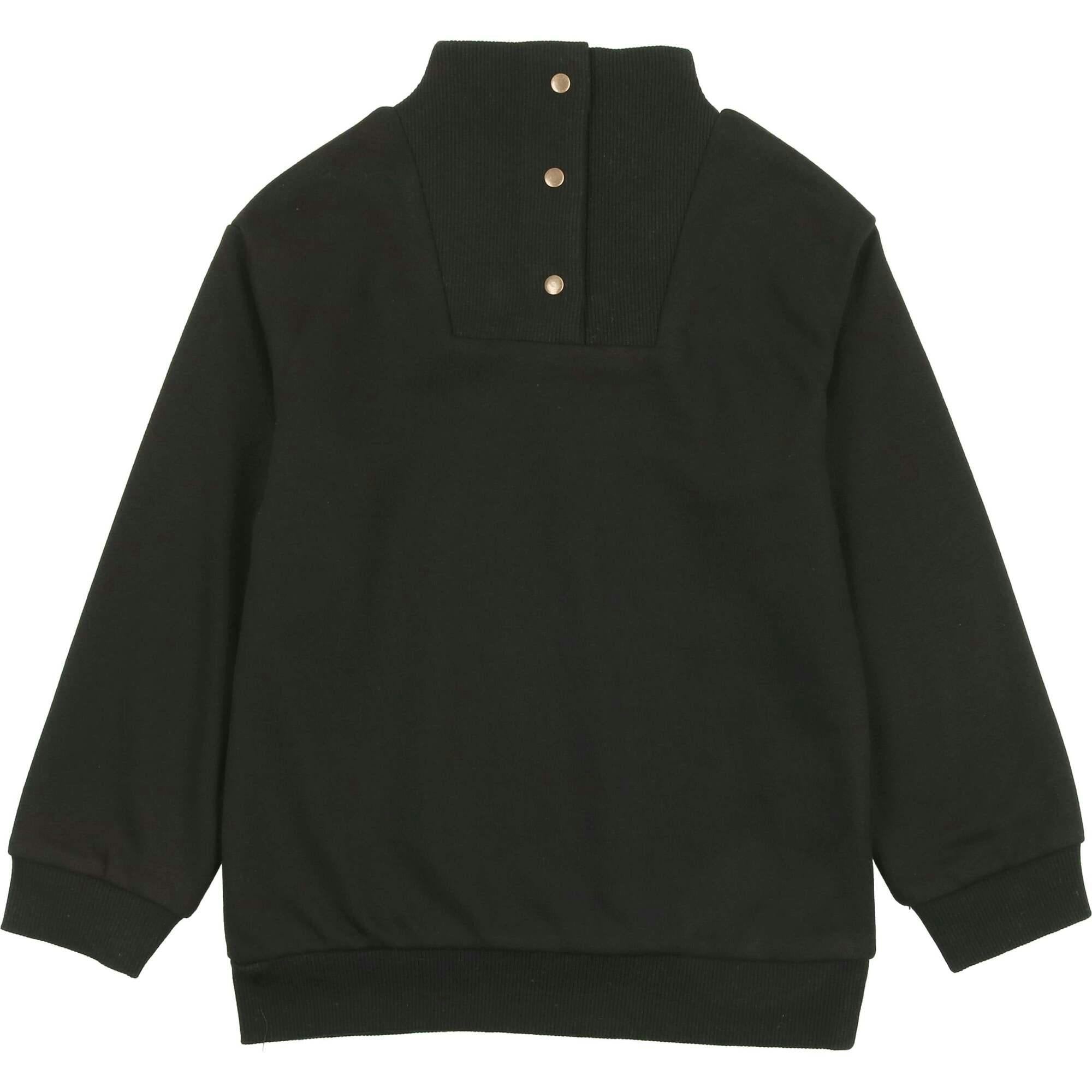 Kid Terry Mock Collat Snap Neck Long Sleeve Top