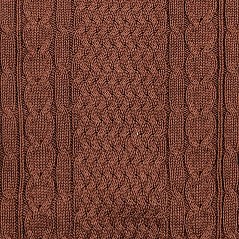 Men's Organic Mock Neck Cable Sweater, Brown