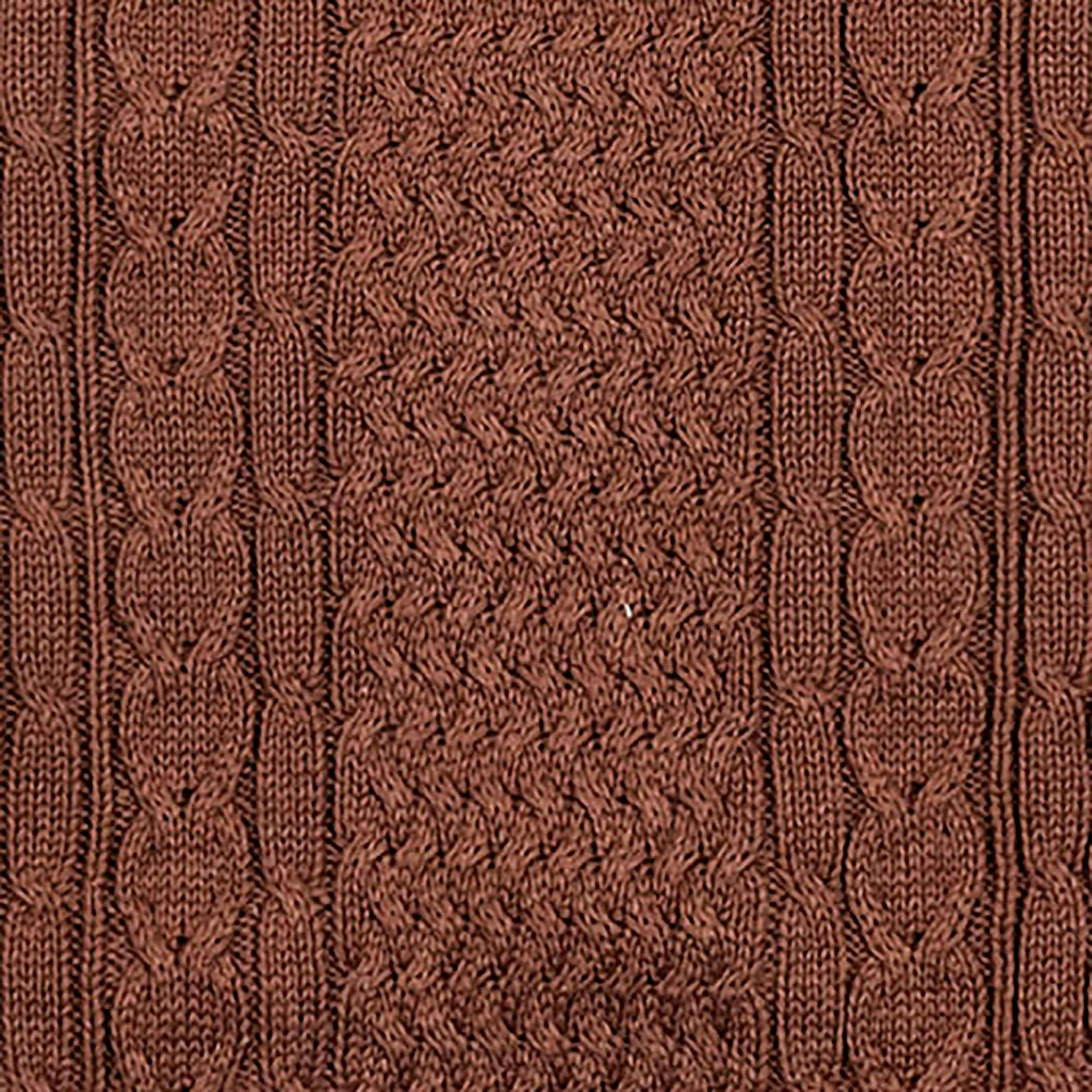 Men's Organic Mock Neck Cable Sweater, Brown