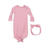 Solid Rose Elegance - Knotted Gown and Headband