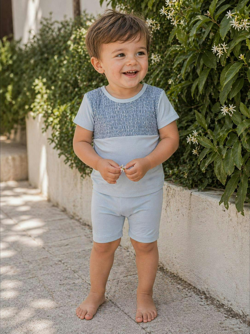 Boys Speckled Smocked Top & Short Set
