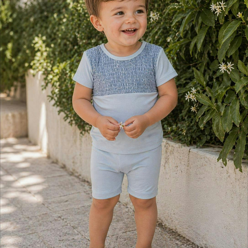 Boys Speckled Smocked Top & Short Set