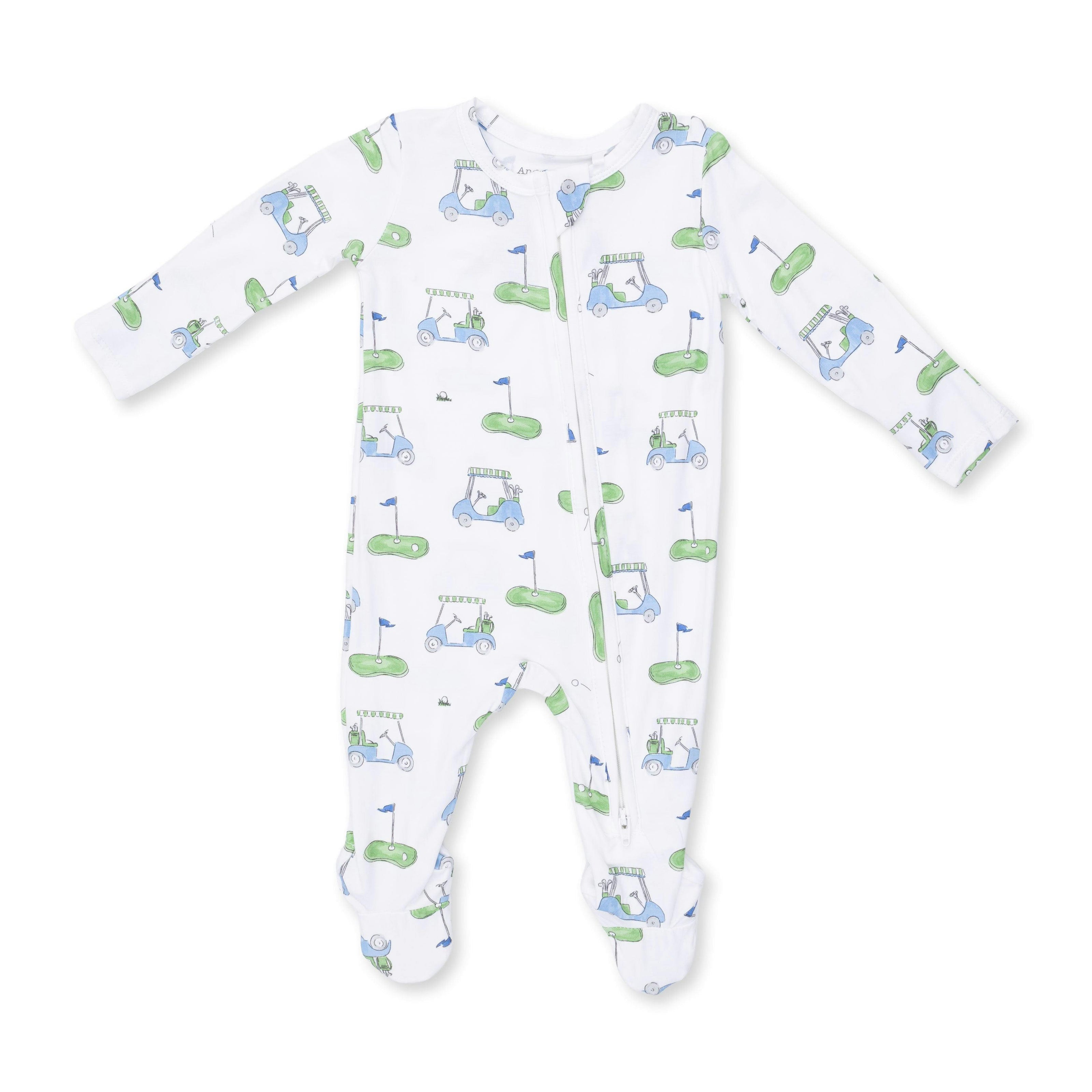 Golf Carts Blue - 2 Way Zipper Footie
