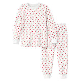 Kids and Toddlers Girls Hearts Long Sleeve Snug Fitted Soft Pajamas Set
