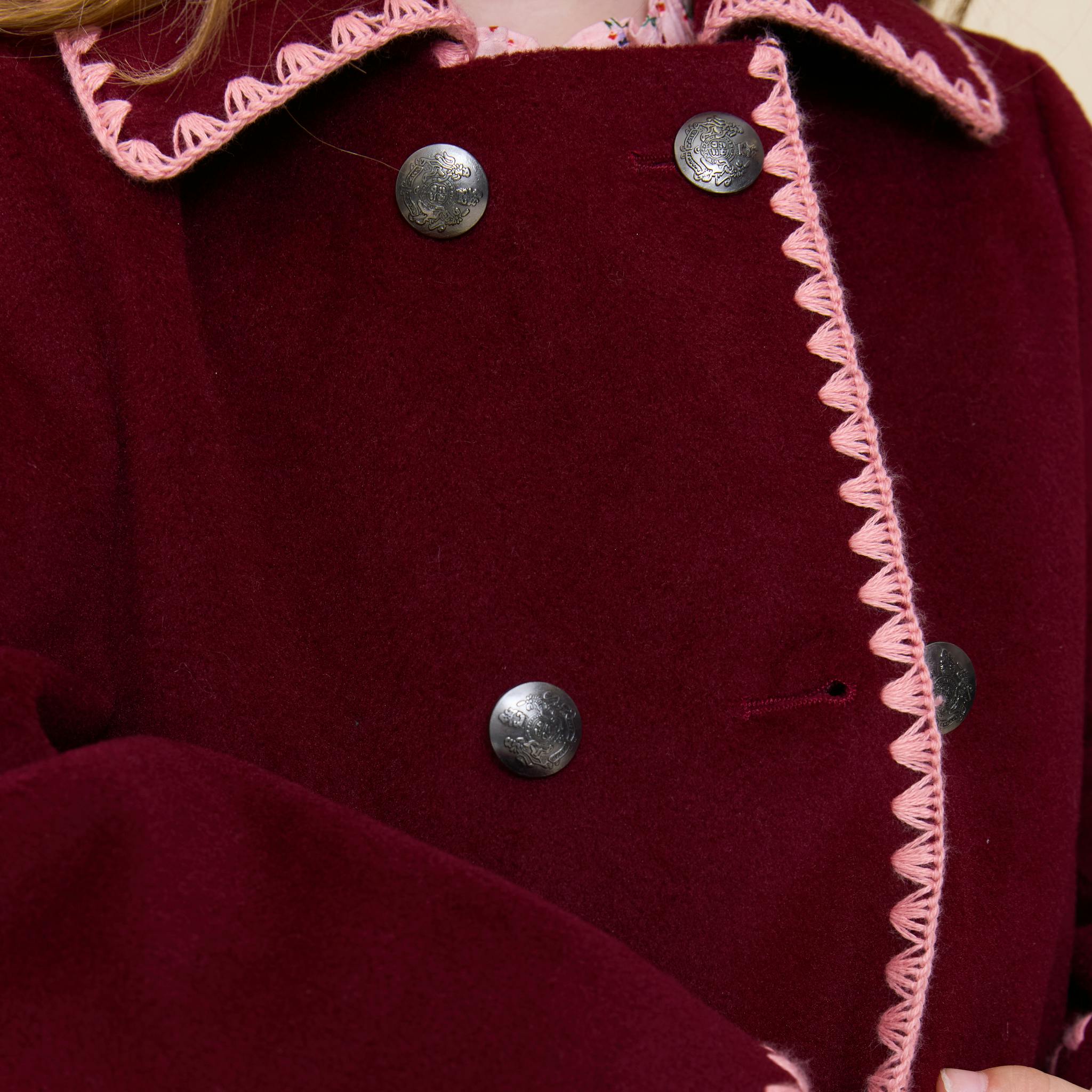 Girls Beck Peacoat - Burgundy