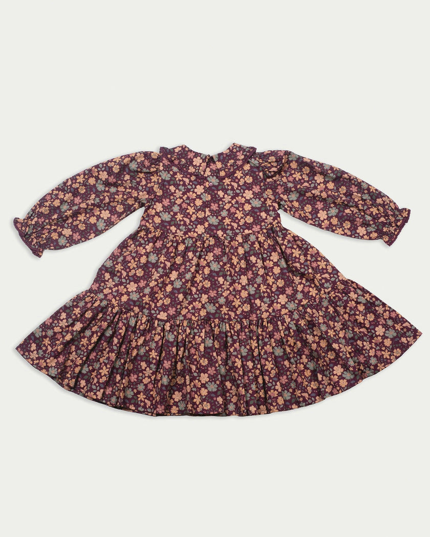 Marguerite Dress - Garden Flowers Plum