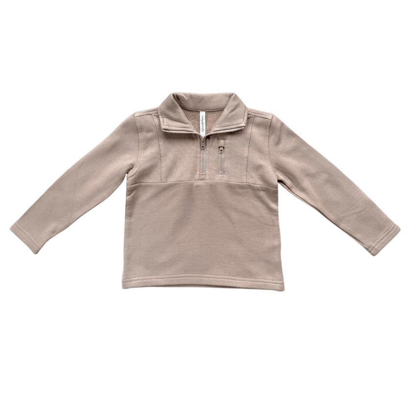 Boys 3/4 Fleece Zip Sweatshirt in Portabella